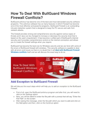 How To Deal With BullGuard Windows Firewall Conflicts?