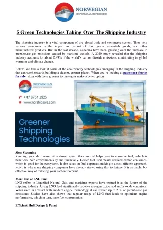 5 Green Technologies Taking Over The Shipping Industry