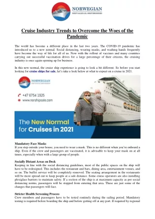 Cruise Industry Trends to Overcome the Woes of the Pandemic