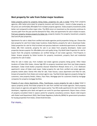Best property for sale from dubai major locations
