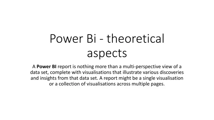 power bi theoretical aspects