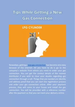 nowadays getting a new gas connection has become
