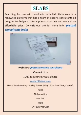 searching for precast consultants in india slabsc