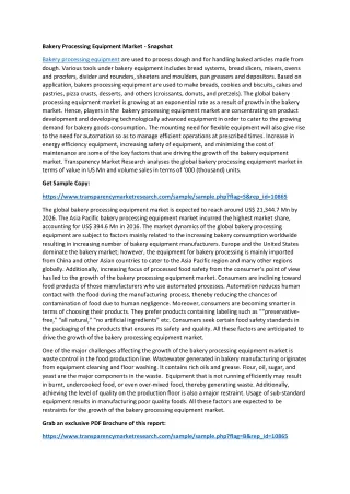 bakery processing equipment market snapshot