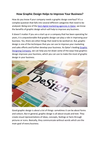 How Graphic Design Helps to Improve Your Business
