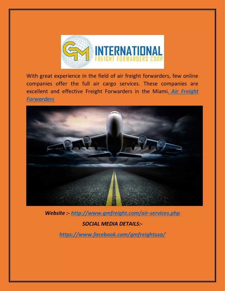 with great experience in the field of air freight