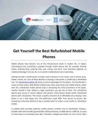 Get Yourself the Best Refurbished Mobile Phones