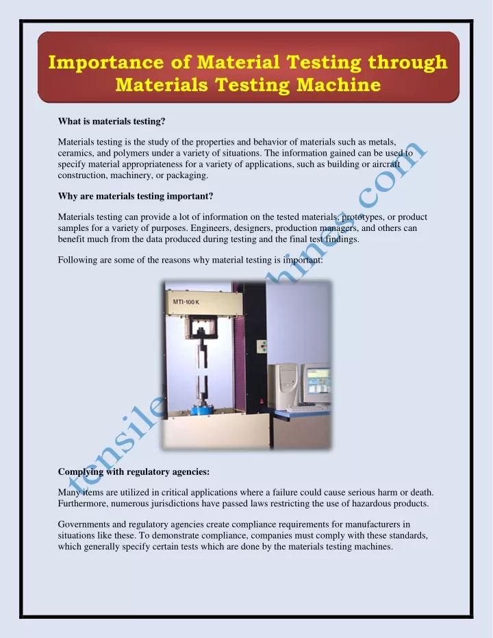 importance of material testing through materials