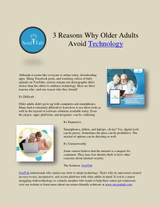 3 reasons why older adults avoid technology