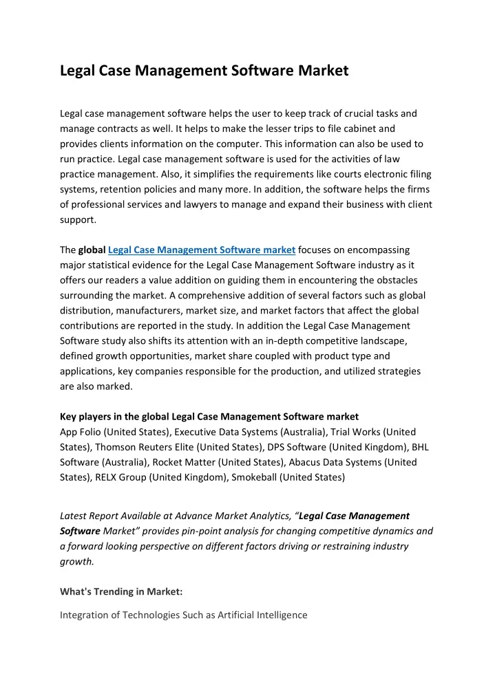 legal case management software market