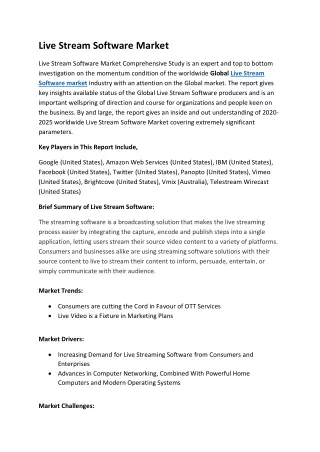 live stream software market