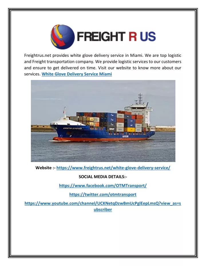 freightrus net provides white glove delivery