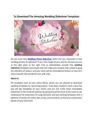 To Download The Amazing Wedding Slideshow Templates