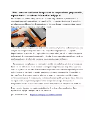 Ibiza - anuncios clasificados de reparación de computadoras, programación, soporte técnico - servicios de informática -