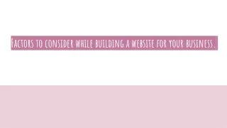 factors to consider while building a website