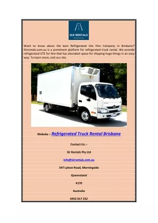 Refrigerated Truck Rental Brisbane | Slrrentals.com.au