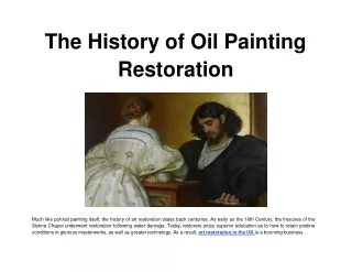 The History of Oil Painting Restoration