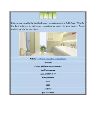 Bathroom Renovation Cost Gold Coast  Kbhi.com