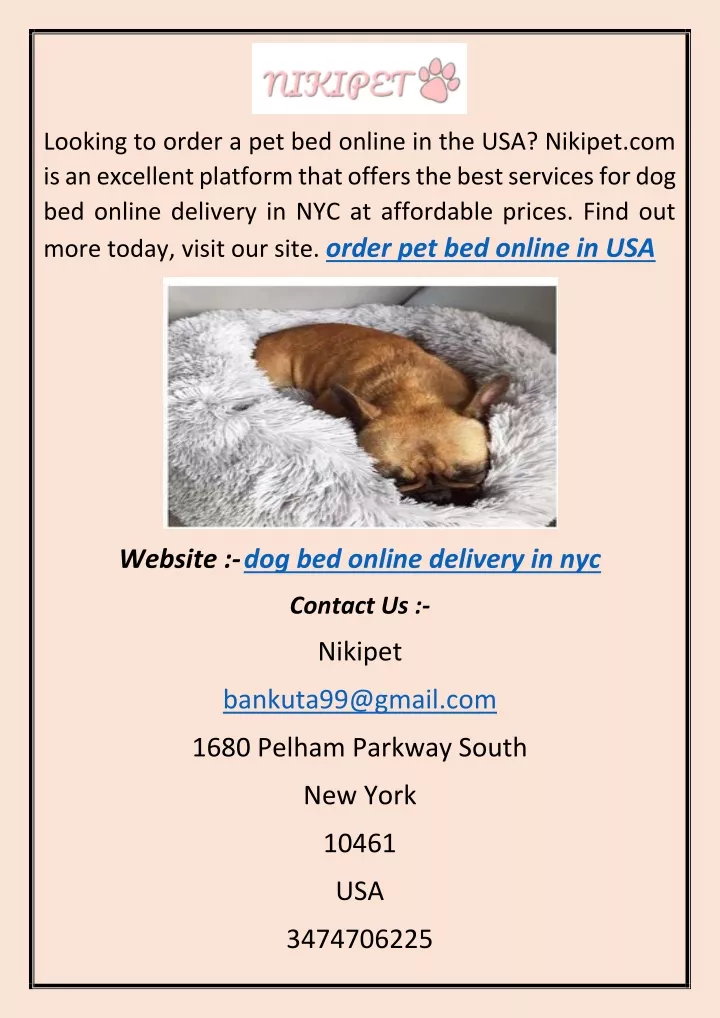 looking to order a pet bed online