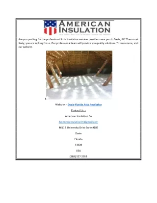 Davie Florida Attic Insulation  Americaninsulationco.com