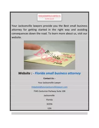 Florida Small Business Attorney  Yourjacksonvillelawyer.com