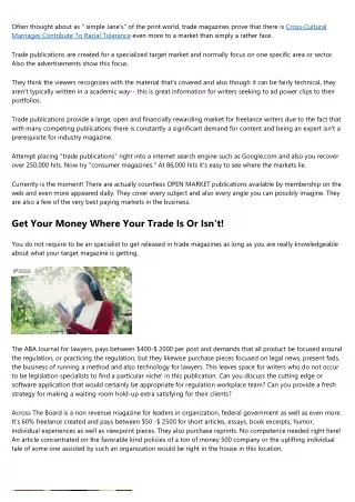 Trade Writing - for Cash! in 21st Century