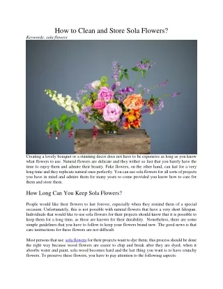 how to clean and store sola flowers keywords sola