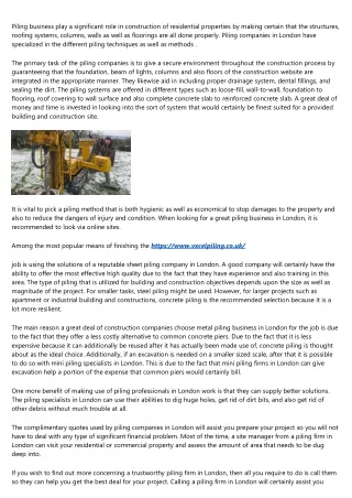 piling business play a significant role