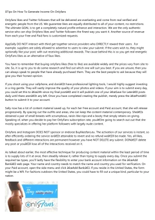 tips on how to generate income on onlyfans