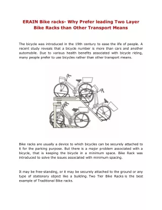 ERAIN Bike racks- Why Prefer leading Two Layer Bike Racks than Other Transport M