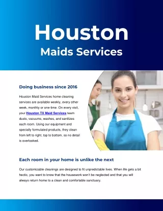 Katy TX Maid Service | Houston Maids Services