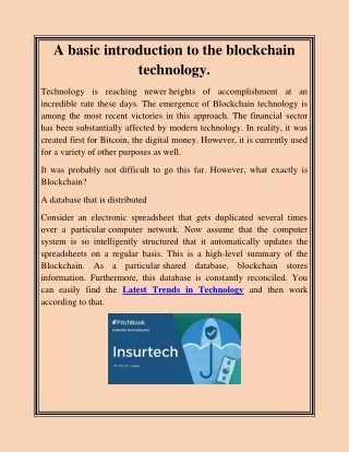 A basic introduction to the blockchain technology