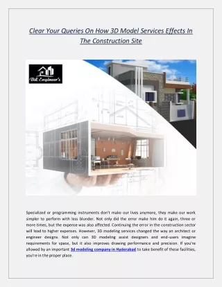 Clear Your Queries On How 3D Model Services Effects In The Construction Site