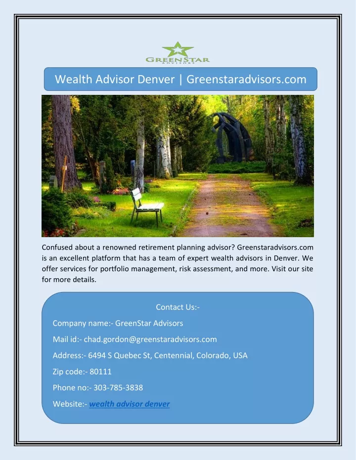 wealth advisor denver greenstaradvisors com