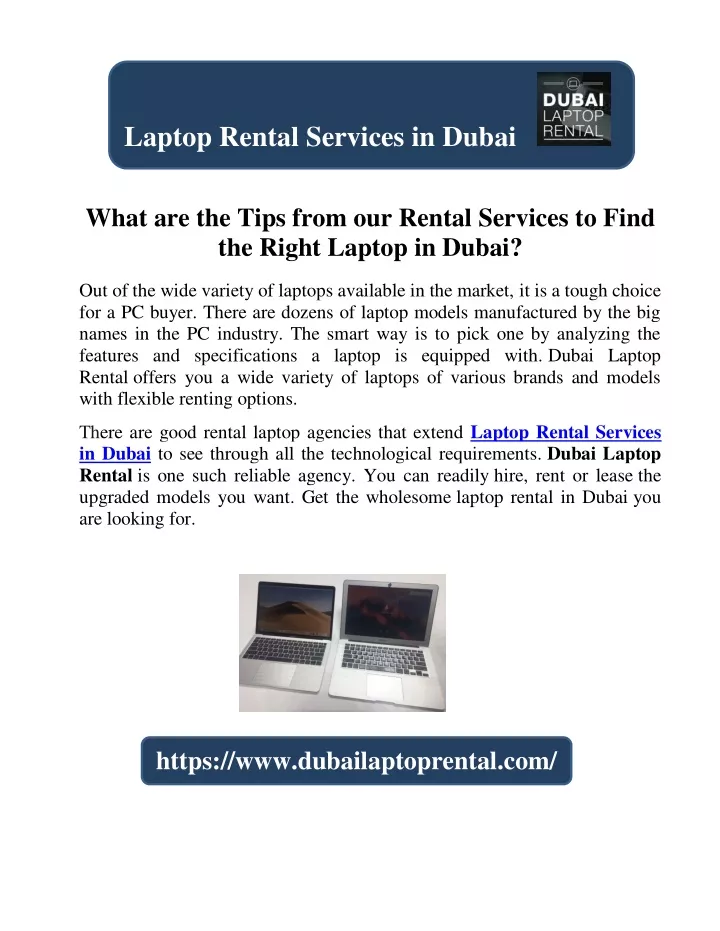 laptop rental services in dubai