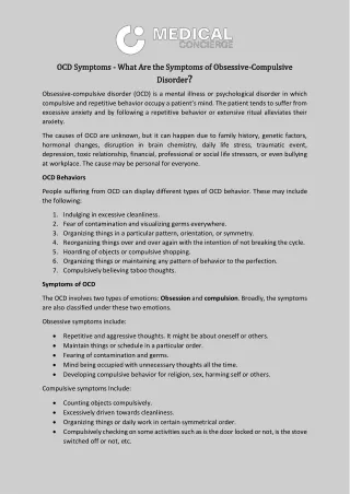 OCD Symptoms - What Are the Symptoms of Obsessive Compulsive Disorder