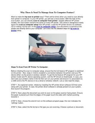 why there is need to manage scan to computer