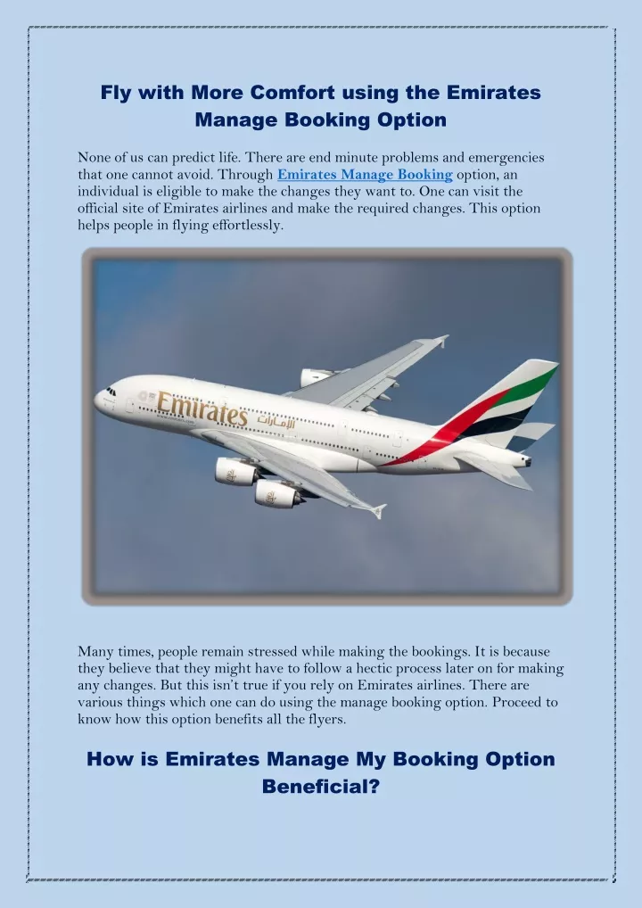 fly with more comfort using the emirates manage