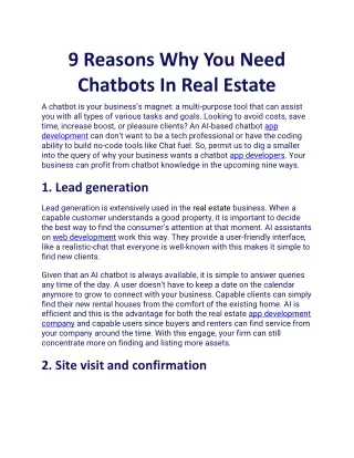9 reasons why you need chatbots in real estate