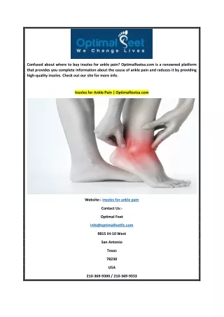 Insoles for Ankle Pain | Optimalfeetsa.com