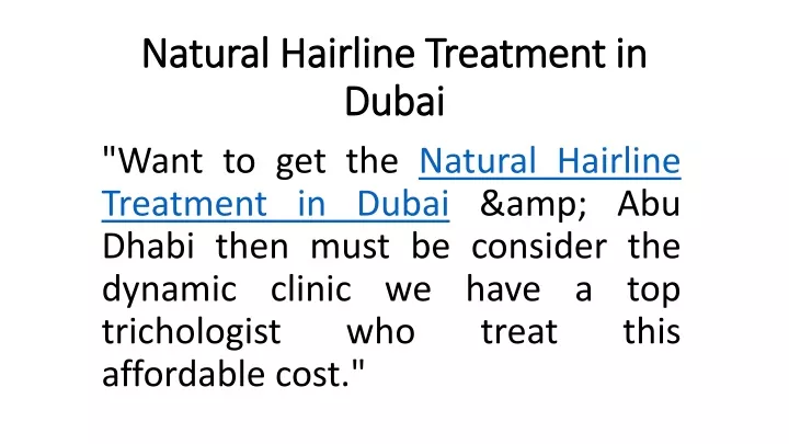 natural hairline treatment in dubai