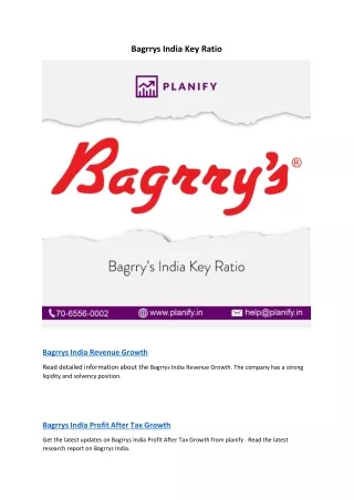 Bagrrys India Revenue Growth