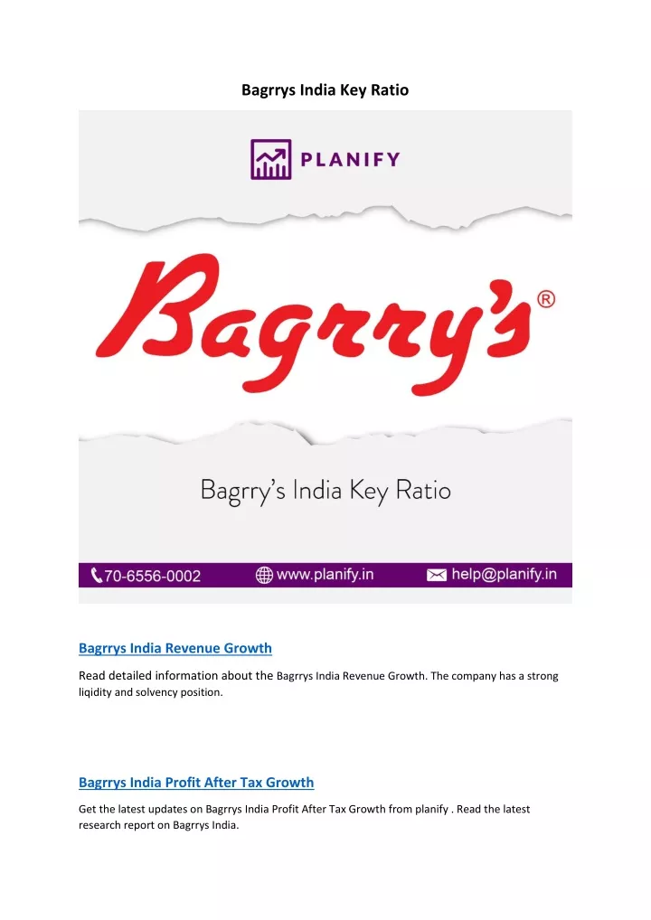 bagrrys india key ratio