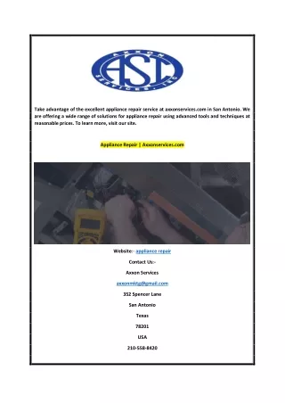 take advantage of the excellent appliance repair