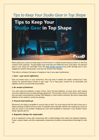 tips to tips to k keep your studio gear