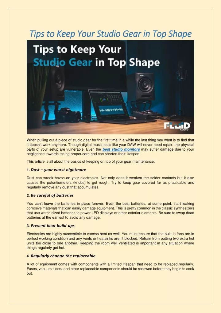 tips to tips to k keep your studio gear