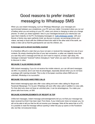 Good reasons to prefer instant messaging to Whatsapp SMS
