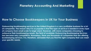 How to Choose Bookkeepers in Uk for Your Business