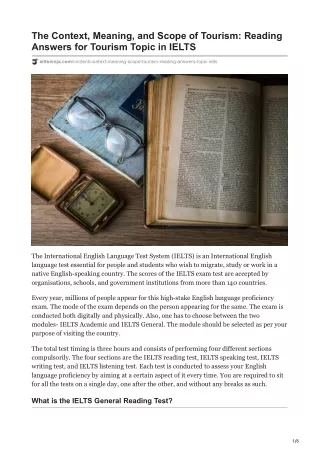 the context meaning and scope of tourism reading