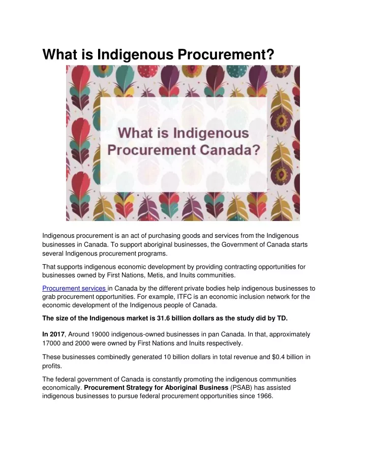 what is indigenous procurement